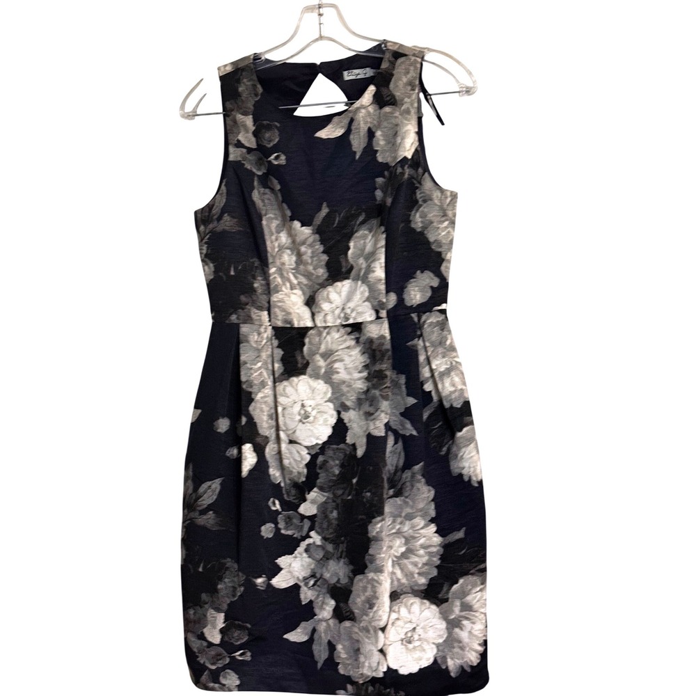 Eliza J Nordstrom Cocktail Formal Church Sheath Knee Length Dress Sz 4 Navy Blue